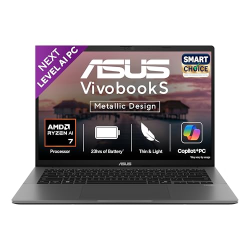 Asus Vivobook S14 | Smartchoice | Amd Ryzen Ai 7 350 | Oled | 14inch | Windows 11 | Metallic Design | Next-Gen Ai Laptop | Copilot+