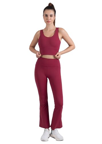 STRCH Nylon Cross Back Sports Bra for Women - Maroon