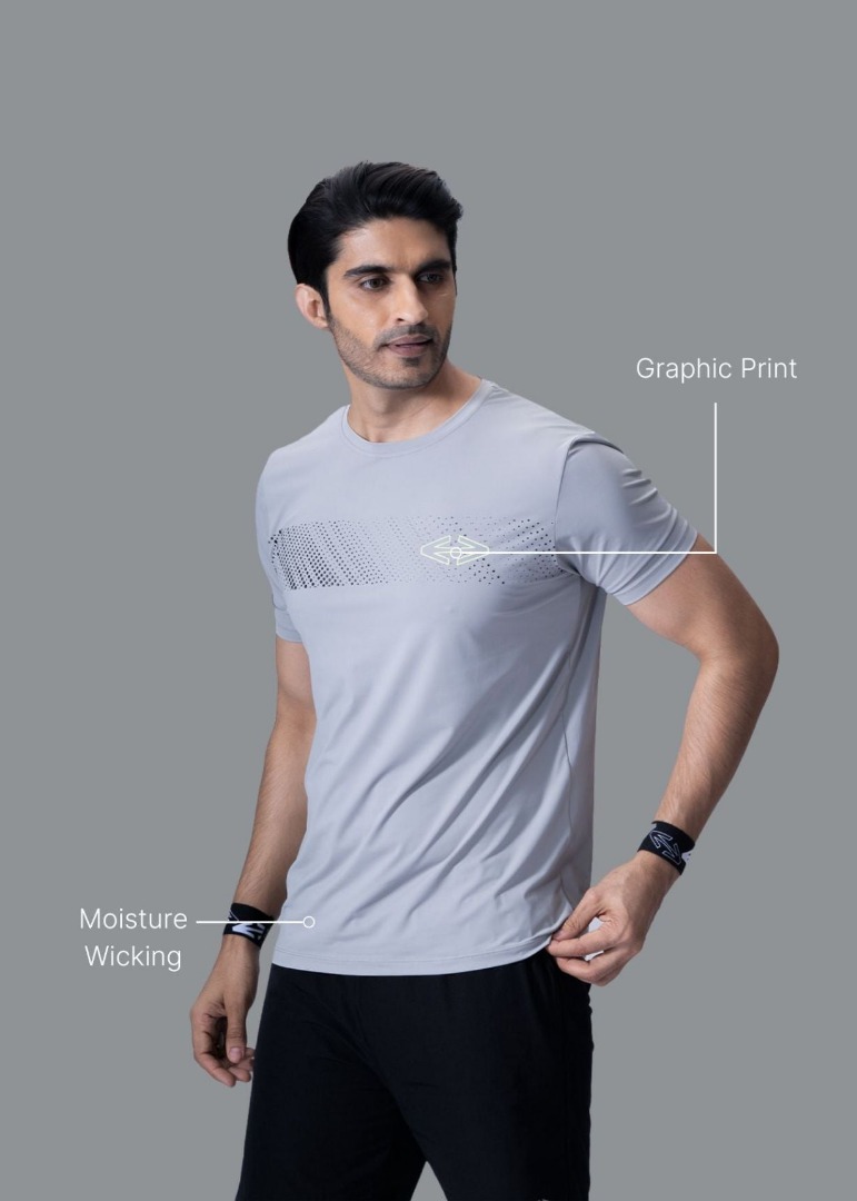STRCH Prime Fit Tee For Men - Grey