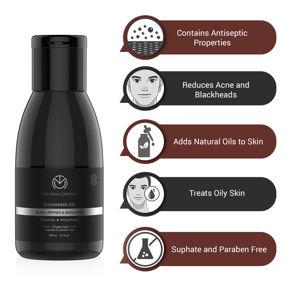 The Man Company Black-Pepper & Bergamot Charcoal Cleansing Gel