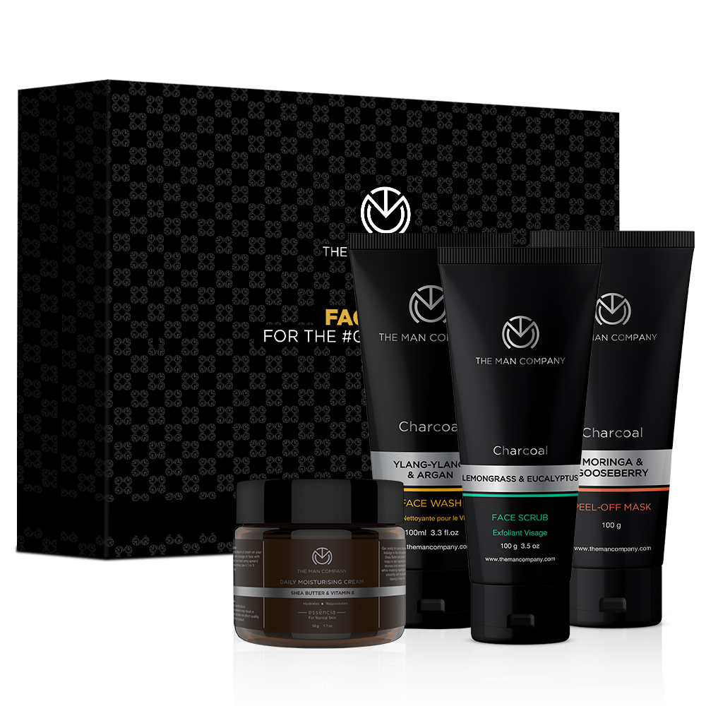 The Man Company Ayushmann Face Care Box | Face Scrub Wash Moisturiser and Peel Off Mask Combo for Men