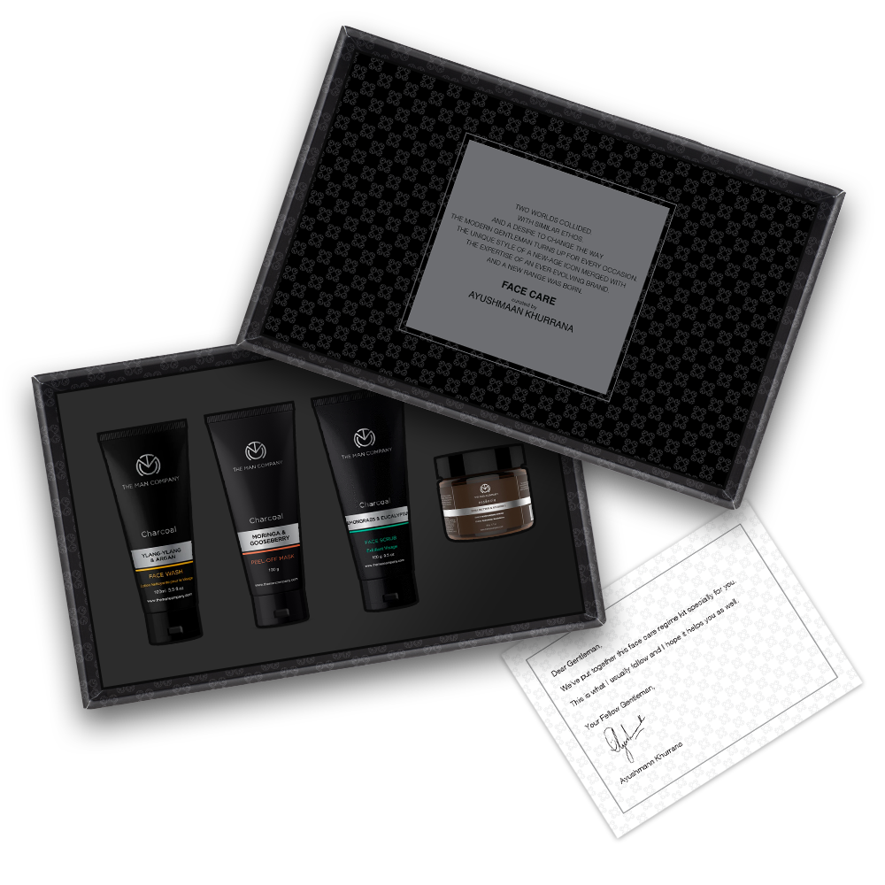 The Man Company Ayushmann Face Care Box | Face Scrub Wash Moisturiser and Peel Off Mask Combo for Men