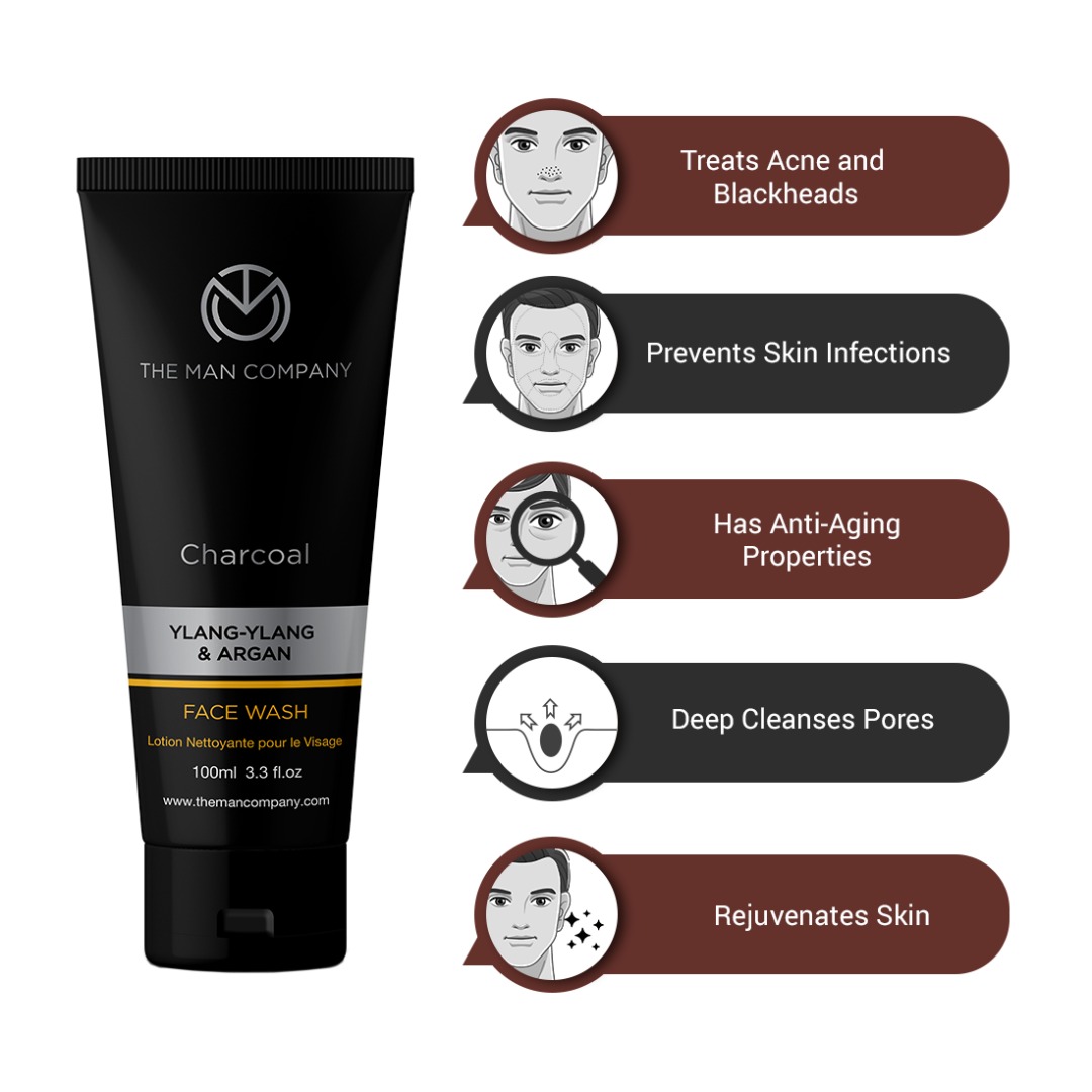The Man Company Ylang Ylang & Argan Charcoal Face Wash