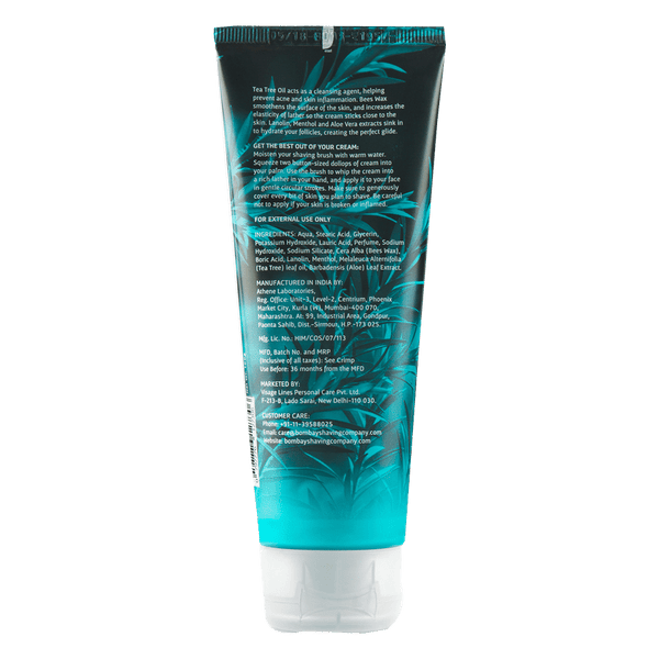 Bombay Shaving Company Shaving Cream | Tea Tree Oil & Aloe Vera