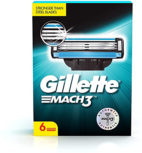 Gillette Mach 3 Shaving Blades, Pack of 6 (Cartridges)