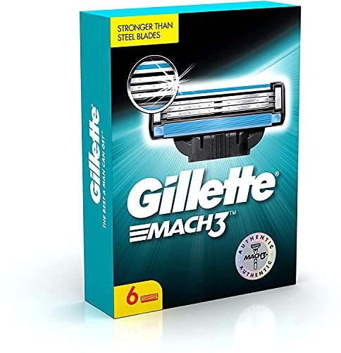 Gillette Mach 3 Shaving Blades, Pack of 6 (Cartridges)