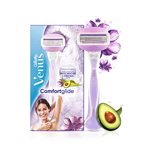 Gillette Venus Comfortglide Hair Removal Razor for Women with Avocado Oils and Body Butter, Freesia Scent, 1 Pc