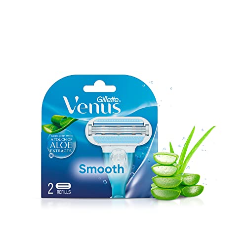Gillette Venus Hair Removal Razor Blades/Refills/Cartridges for Women, 2 Pieces (Aloe Vera Glidestrip)