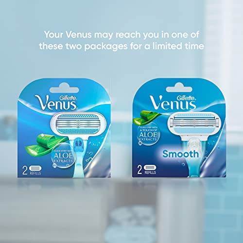 Gillette Venus Hair Removal Razor Blades/Refills/Cartridges for Women, 2 Pieces (Aloe Vera Glidestrip)