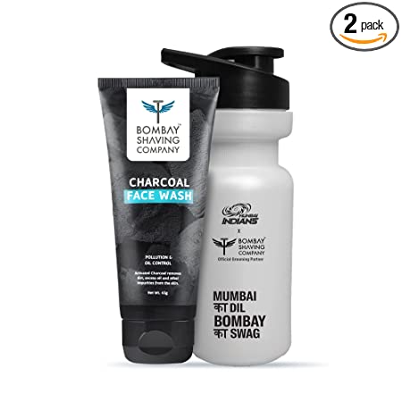 Bombay Shaving Co Charcoal Face Wash (100g) with Sipper Water Bottle