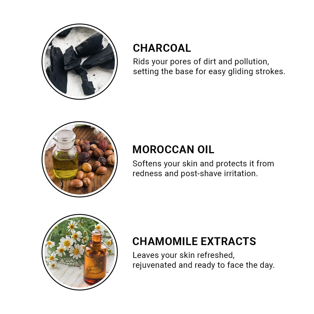 Bombay Shaving Company Charcoal Shaving Foam, with Activated Charcoal & Moroccan Argan Oil, 266ml, Pack of 2