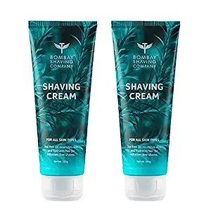 Bombay Shaving Company Shaving Cream with Tea Tree oil, Aloe Vera and Menthol Extracts, 100gm, Pack of 2