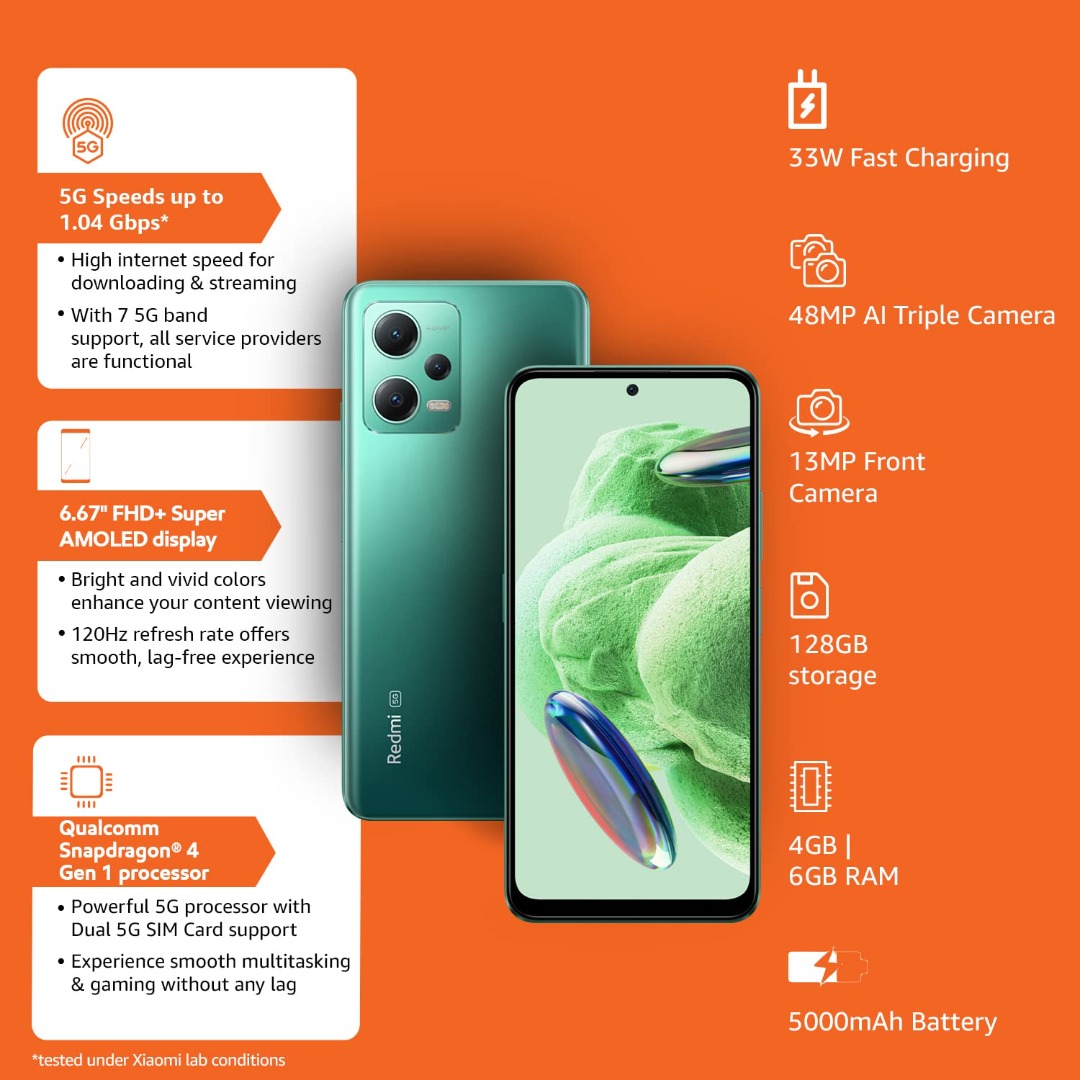 Redmi Note 12 5G | 48MP Triple Camera | AMOLED 120Hz Display | 5000mAh Battery | Snapdragon 4 Gen 1