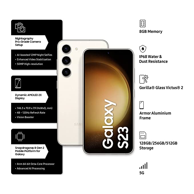 Samsung Galaxy S23 5G | 50MP Triple Camera | Dynamic AMOLED 120Hz Display | 3900mAh Battery | Snapdragon 8 Gen 2