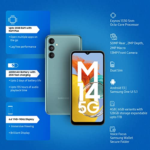 Samsung Galaxy M14 5G | 50MP Triple Camera | 90Hz Display | 6000mAh Battery | Exynos 1330