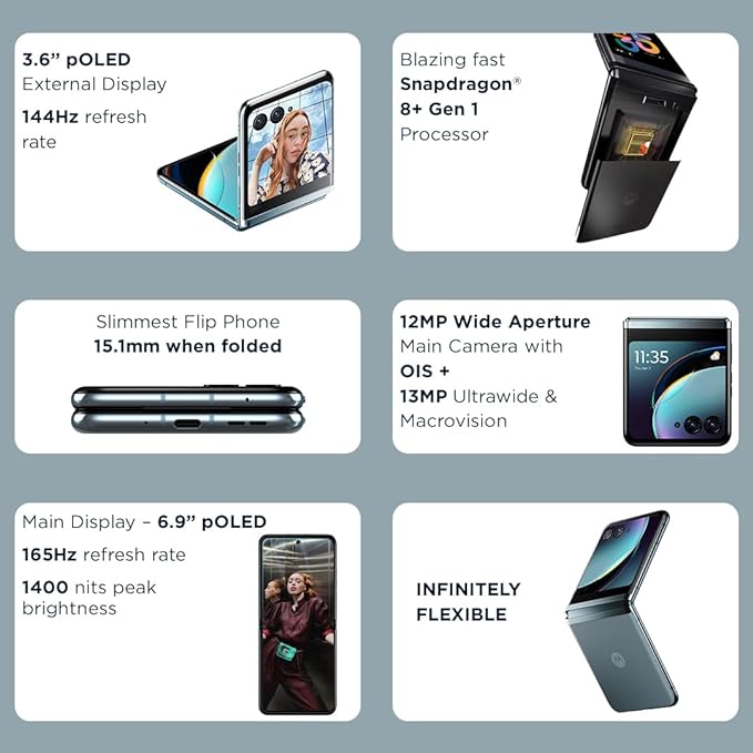 Motorola Razr 40 Ultra 5G | 12MP Triple Camera | Foldable POLED 165Hz Display | 3800mAh Battery | Snapdragon 8+ Gen 1