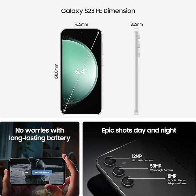 Samsung Galaxy S23 FE 5G | 50MP Triple Camera | Dynamic AMOLED 120Hz Display | 4500mAh Battery | Snapdragon 8 Gen 1