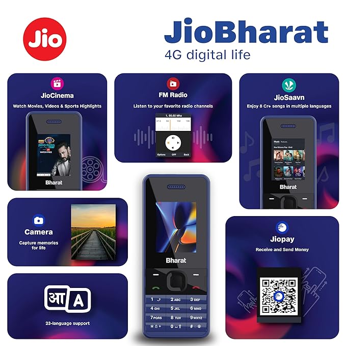 JioBharat V2 4G | Touchscreen Phone | 2.8 inch Display | 2000mAh Battery | 4G Connectivity