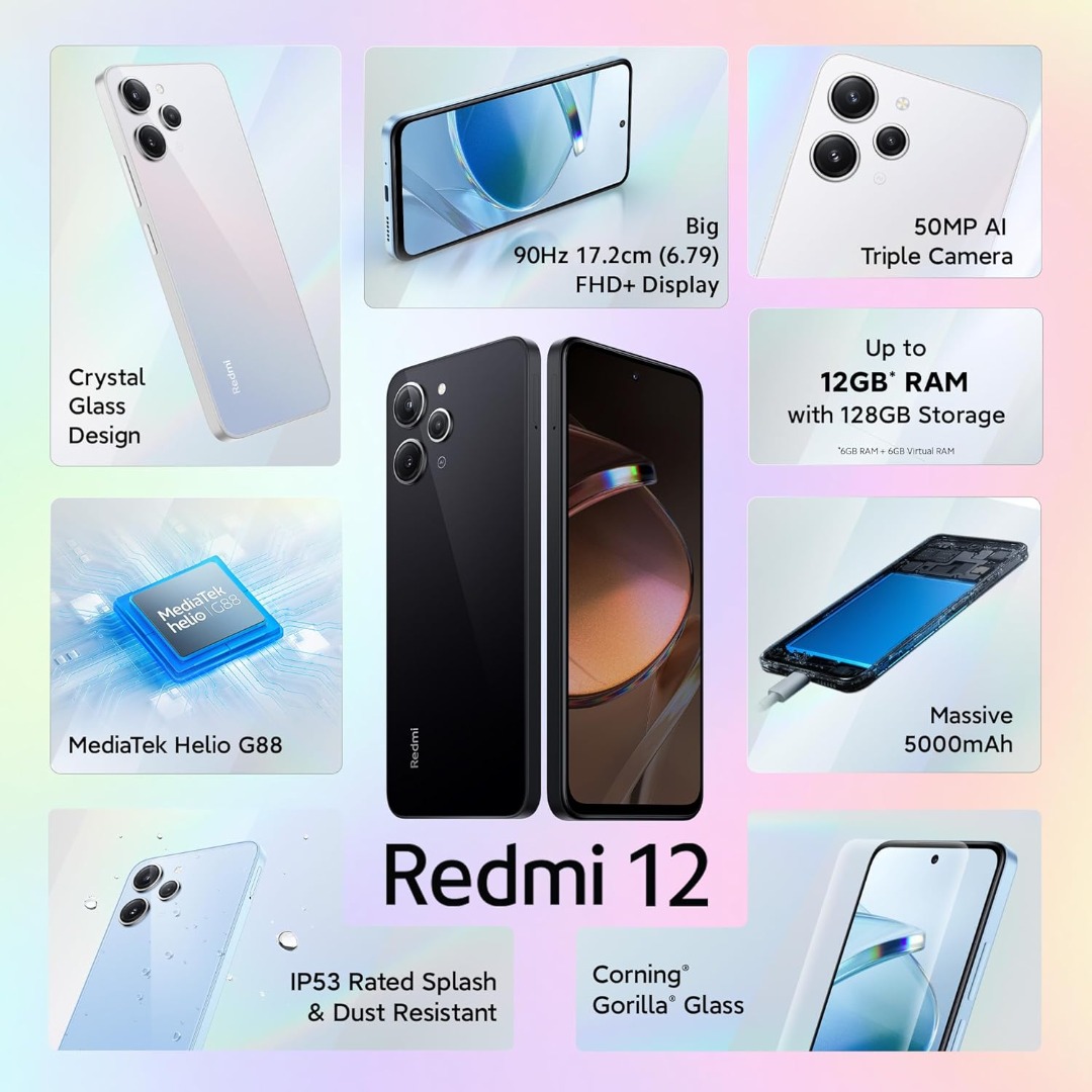 Redmi 12 4G | 50MP Triple Camera | 90Hz Display | 6000mAh Battery | Helio G88
