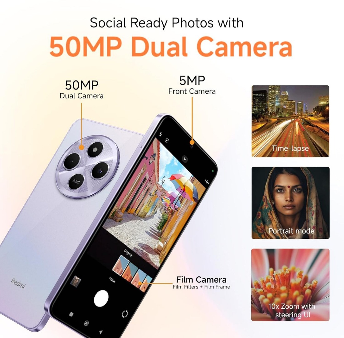 Redmi A4 5G | 50MP Dual Camera | 90Hz Display | 5000mAh Battery | Snapdragon 4s Gen 2