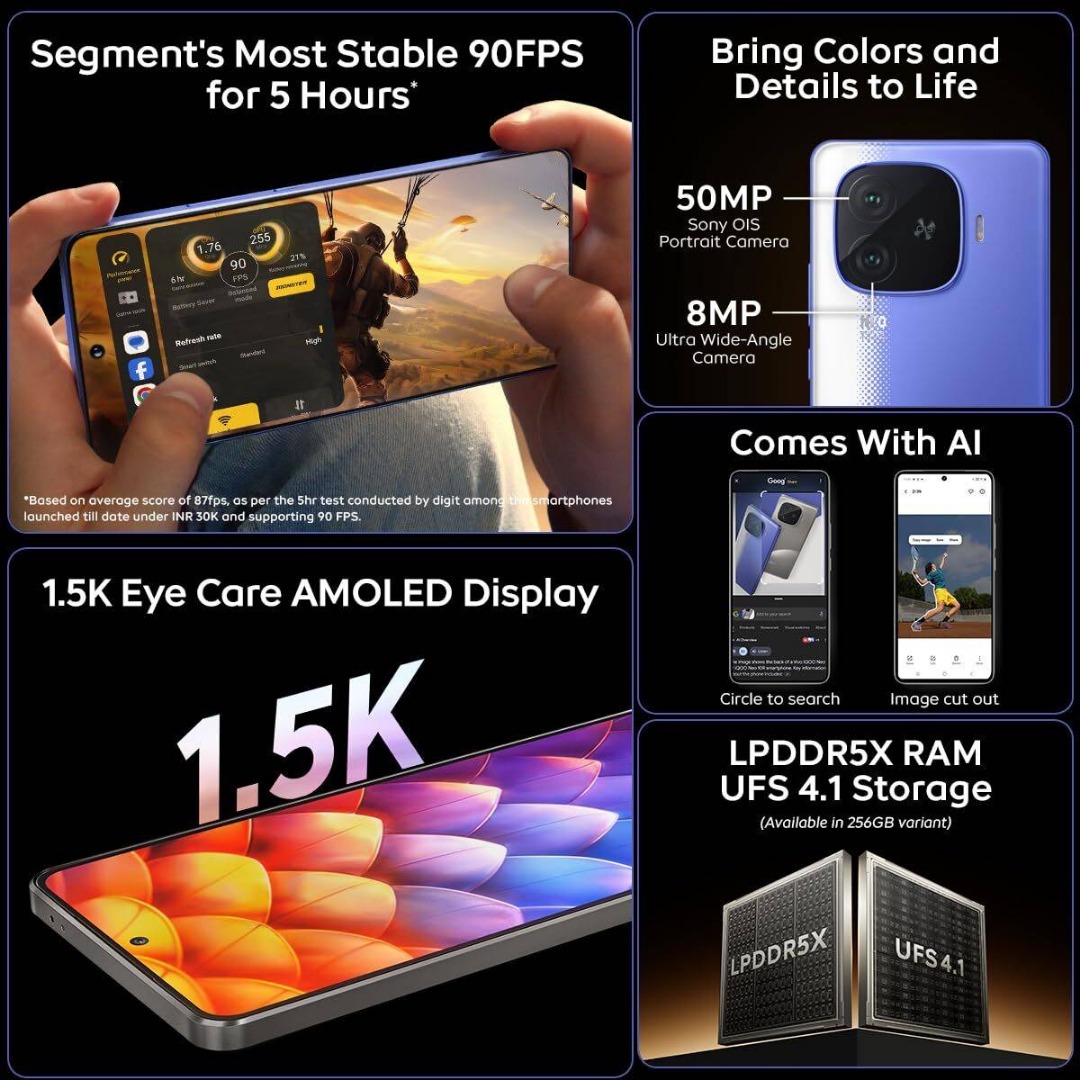 iQOO Neo 10R 5G | 50MP Sony OIS Camera | AMOLED 144Hz Display | 6400mAh Battery | Snapdragon 8s Gen 3