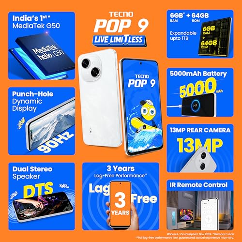 Tecno POP 9  | 48MP Camera | 120Hz Display | 5000mAh Battery | Dimensity 6300 Processor