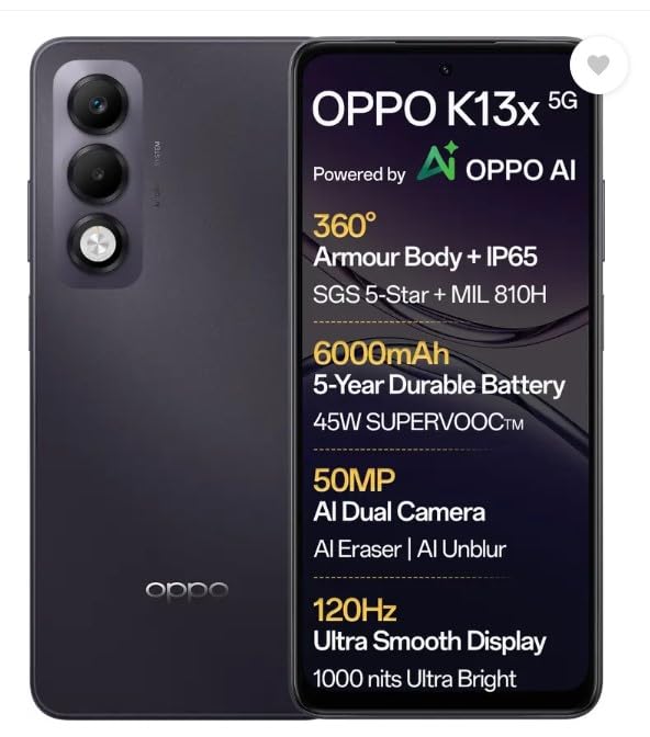 OPPO K13x 5G | 50MP Camera | 120Hz Display | 6000mAh Battery | Dimensity 6300