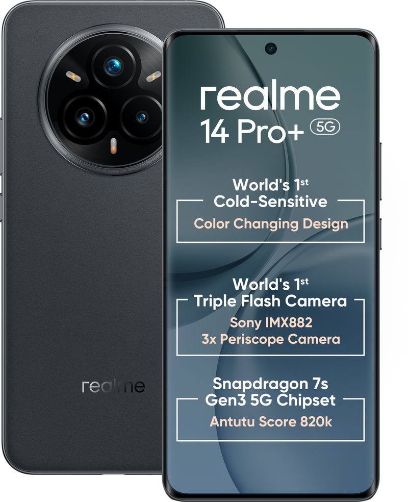 Realme 14 Pro Plus 5G | 50MP Periscope Camera | AMOLED 120Hz Display | 6000mAh Battery | Snapdragon 7s Gen 3