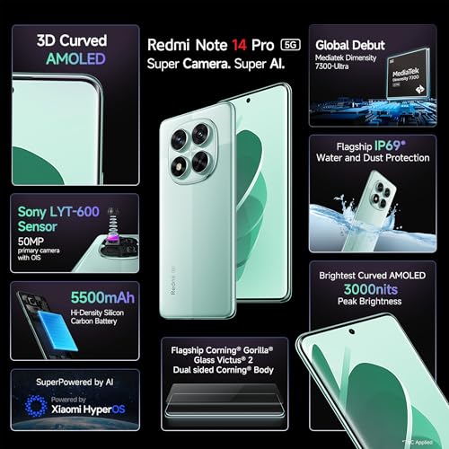 Redmi Note 14 Pro 5G | 200MP Camera | AMOLED 120Hz Display | 5500mAh Battery | Dimensity 7300 Ultra