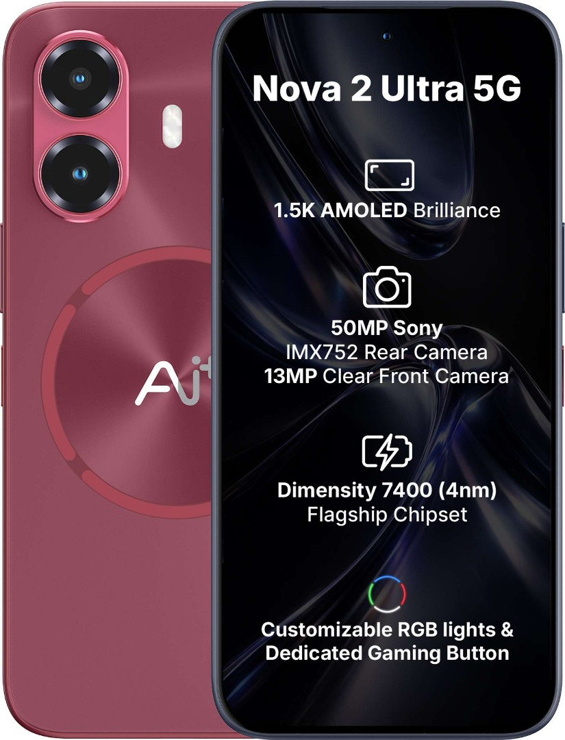 Ai+ Nova 2 Ultra 5G | Dimensity 7400 | 6.78" 1.5K AMOLED 144Hz | 50MP + 8MP Camera, 13MP Selfie | 6000mAh, 40W