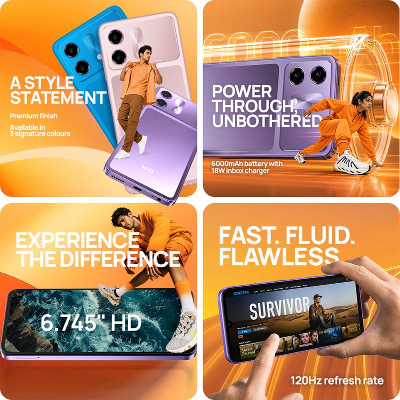 HMD Vibe2 5G | Unisoc Octa Core 2.3GHz | 6.7" HD+ 120Hz | 50MP AI Dual Camera, 8MP Selfie | 6000mAh