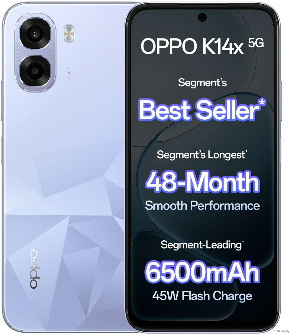 OPPO K14x 5G | Dimensity 6300 | 6.75" HD+ 120Hz | 50MP + 2MP Camera, 5MP Selfie | 6500mAh, 45W SUPERVOOC