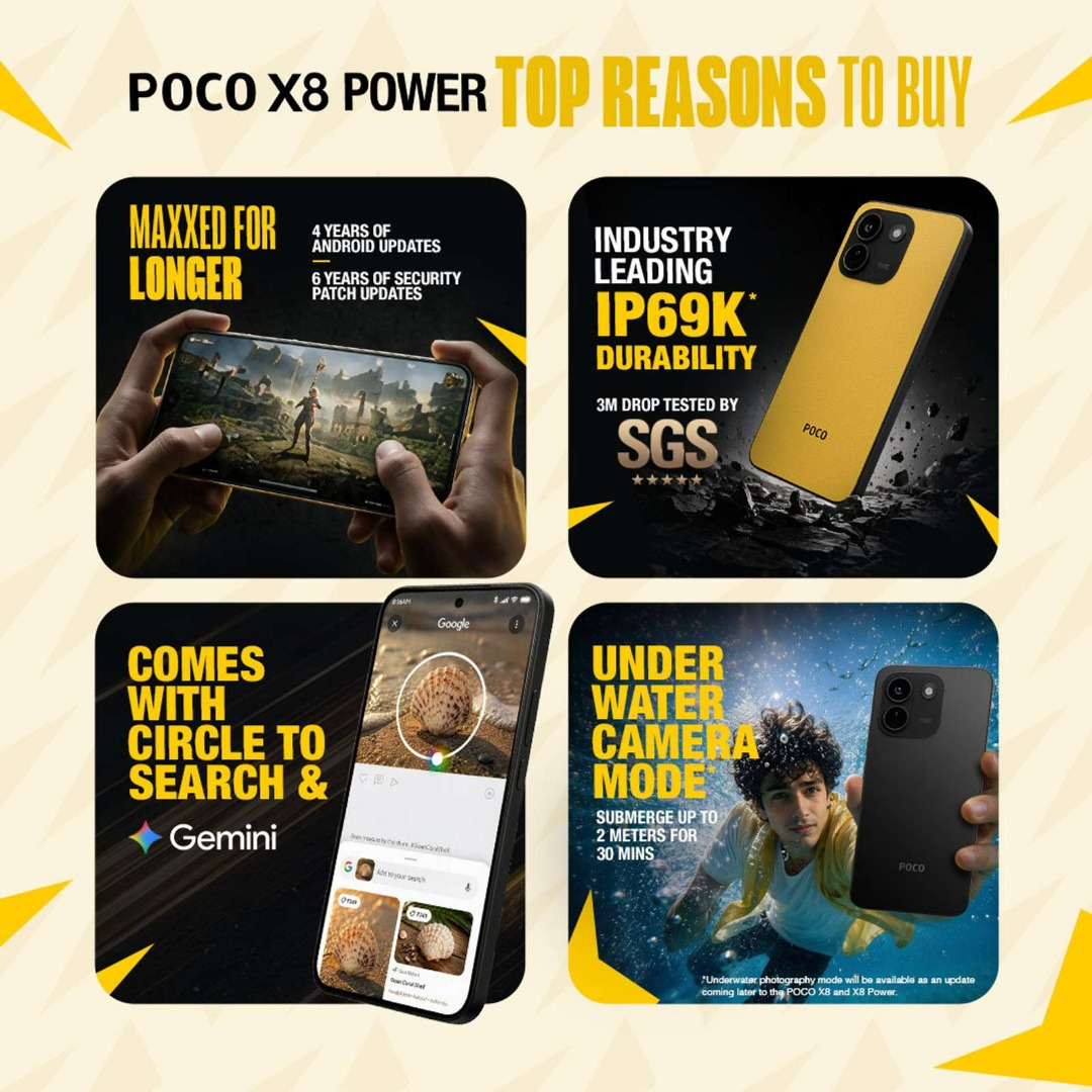 POCO X8 Power 5G | Snapdragon 6 Gen 5 | 6.83" 1.5K AMOLED | 50MP + 8MP Camera, 32MP Selfie | 10000mAh