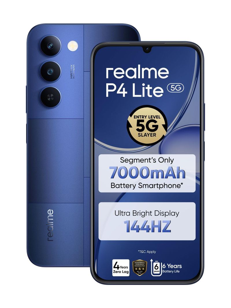 Realme P4 Lite 5G | Dimensity 6300 | 6.8" HD+ 144Hz | 13MP Camera, 5MP Selfie | 7000mAh, 15W