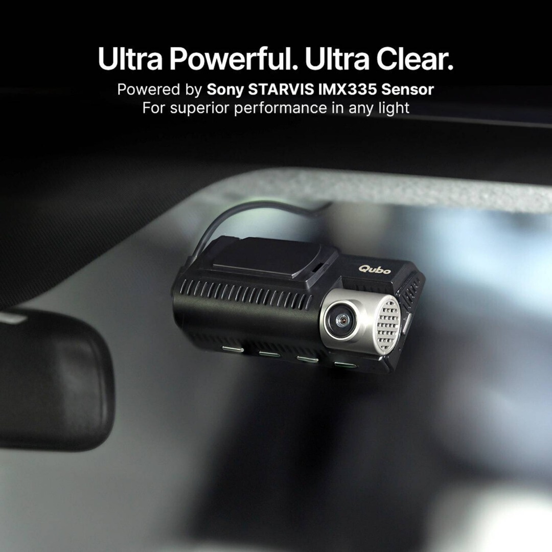 Qubo Smart Dashcam Pro 3K + Rear Dashboard, In-Car Camera System (2 Camera, Front: 2592 X 1944P (3K Uhd), Rear: 1920 X 1080P (Full Hd))