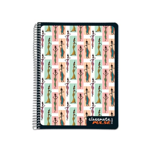 Classmate Pulse 5 Subject Spiral Notebook - Pack of 1 | Single Line | 250 Pages | A4 - 29.7cm x 21.0cm | Attractive Cover Designs