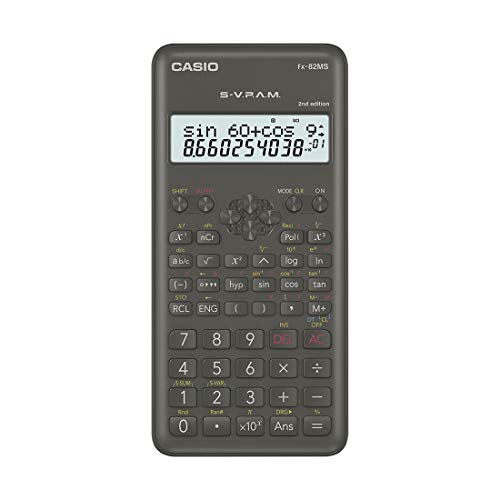 Casio FX-82MS 2nd Gen Non-Programmable Scientific Calculator, 240 Functions and 2-line Display, Black