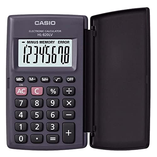 Casio HL820LV-BK Portable Calculator with Flip Cover, Black