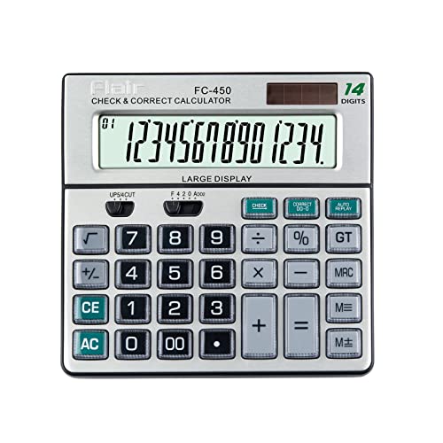 Flair FC-450 Desktop Series Basic Calculator | 14 Digits Calculator ,Grey