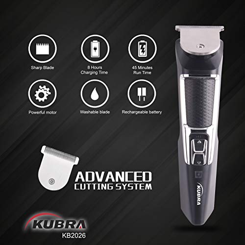 Kubra Kb-2026 Rechargeable Cordless Hair and Beard Trimmer For Men 45 Min Runtime