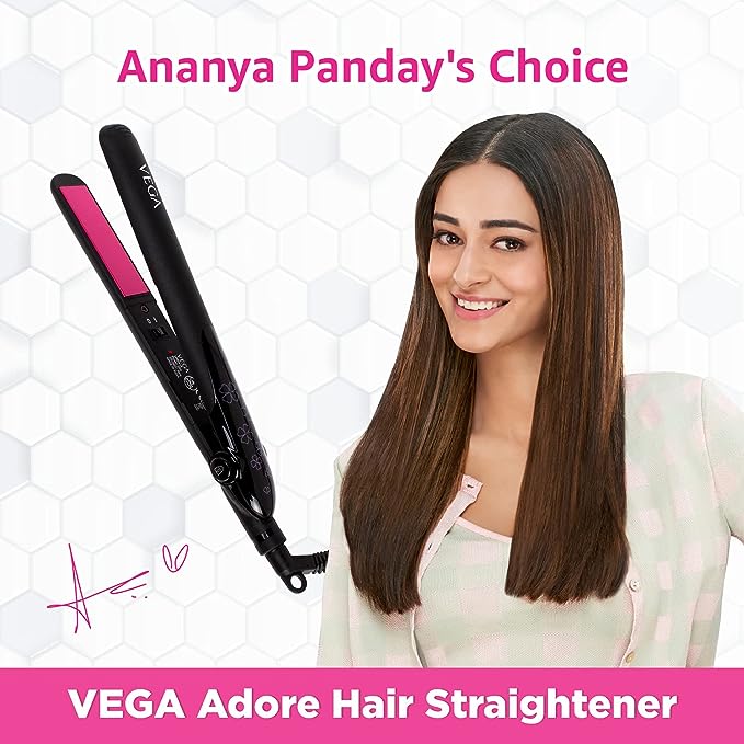 Vega Adore Hair Straightener With Ceramic Coated Plates & Quick Heat-Up Vhsh-18