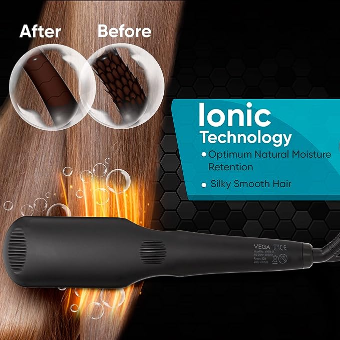 Vega Hair Straightener Brush With Ionic & Thermoprotect Technology Vhsb-04
