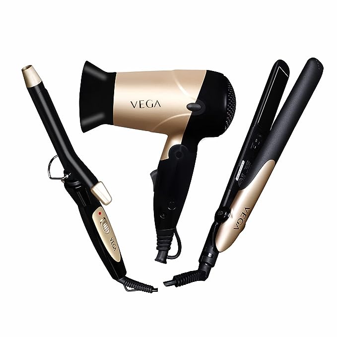 Vega Miss Versatile Styling Set Straightener Vhss-03, Curler & Dryer Gift Combo