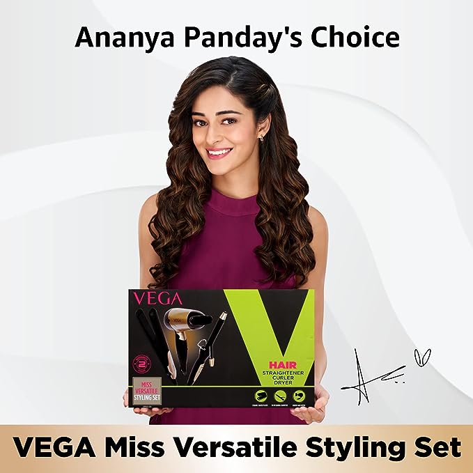 Vega Miss Versatile Styling Set Straightener Vhss-03, Curler & Dryer Gift Combo