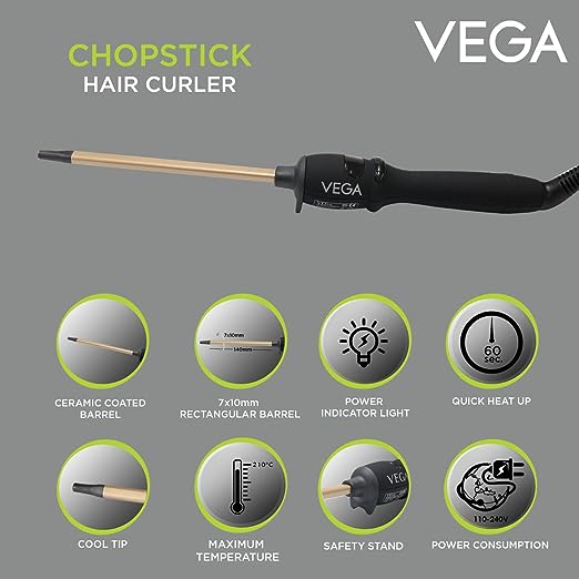 Vega Vhcs-01 Hair Curler With Rectangular Ceramic Barrel