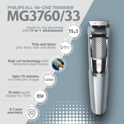 Philips Multi Grooming Kit Mg3760/33 11-In-1 Trimmer For Men