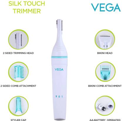 Vega Silk Touch Eyebrow, Underarms & Bikini Trimmer For Women