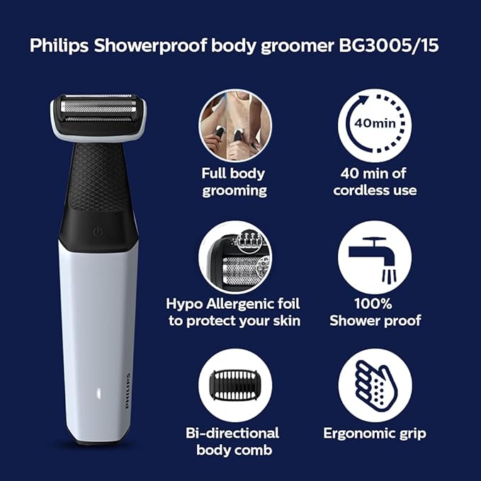 Philips Bg3005/15 Cordless Showerproof Body Groomer For Men