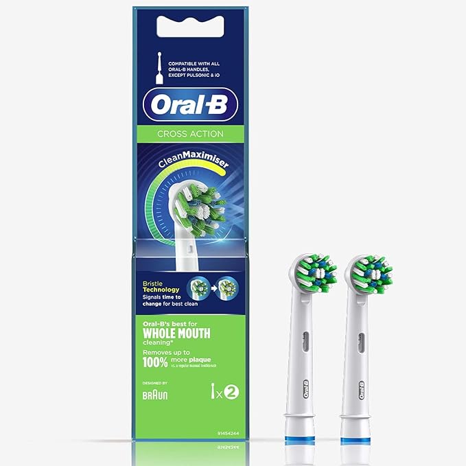 Oral B Cross Action Toothbrush Head, Pack of 2