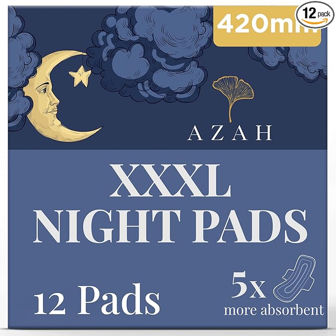 AZAH Biodegradable Sanitary Pads With Disposable Bag, Pack of 12